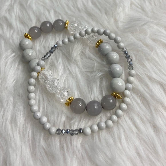 Genuine Feldspar and Crystal Bracelet Set - Picture 6 of 8